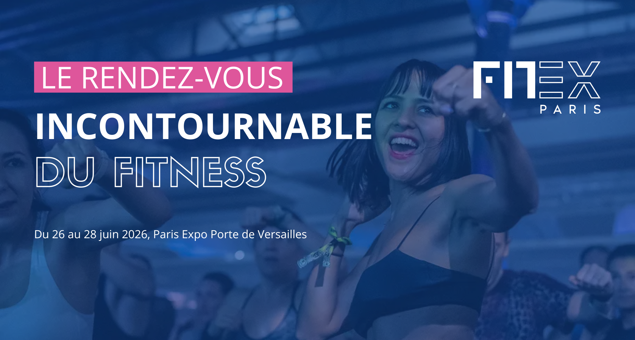 Lezione di fitness di gruppo al FLEX Paris 2026, nell'ambito di eventi e fiere fitness&beauty.
